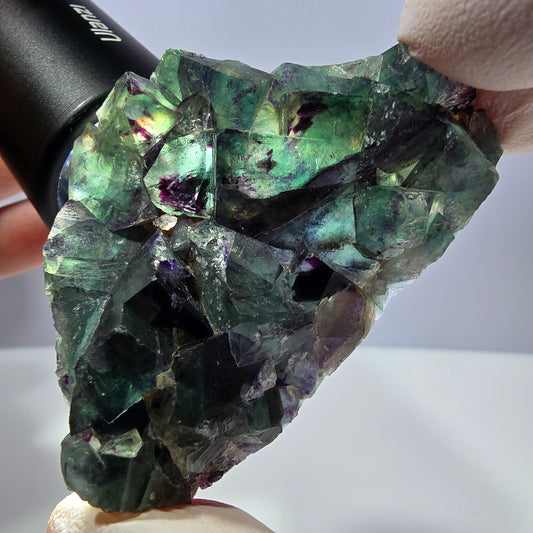 Spécimen de cube de fluorite fantôme, parqueté vert violet Okorusu, Namibie 64*41*19 mm 