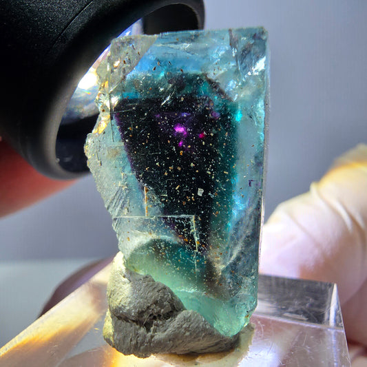 Cube de fluorite fantôme parqueté, vert violet Okorusu, Namibie 27*20*16mm 