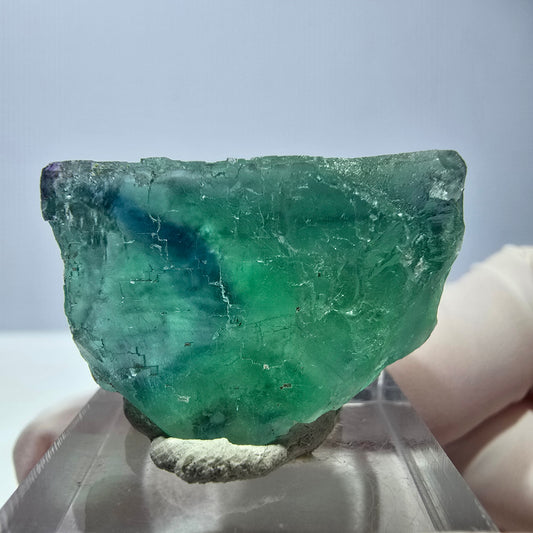 Cube de fluorite fantôme transparente parquetée, vert Okorusu, Namibie 30 x 23 x 21 mm 