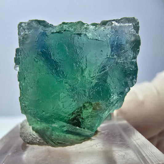 Cube de fluorite fantôme transparente parquetée, vert Okorusu, Namibie 21 x 21 x 19 mm 