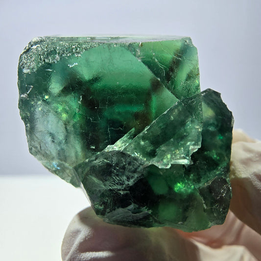 Spécimen de cube de fluorite fantôme transparente, vert parqueté, Okorusu, Namibie, 42 x 32 x 27 mm 