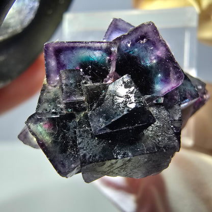 Phantom Fluorit Würfel Stufe, grün lila Okorusu, Namibia 32*23*19mm
