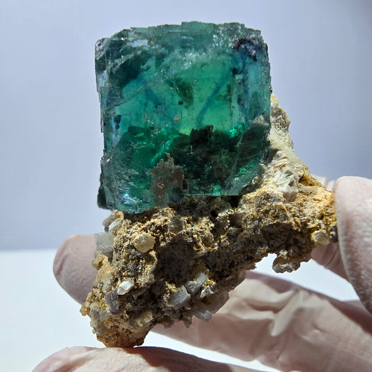Spécimen de cube de fluorite fantôme, parqueté vert violet Okorusu, Namibie 46*37*36 mm 