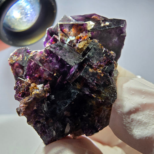 Rare spécimen de cube de fluorite fantôme, vert-violet, Okorusu, Namibie, 41 x 34 x 24 mm 