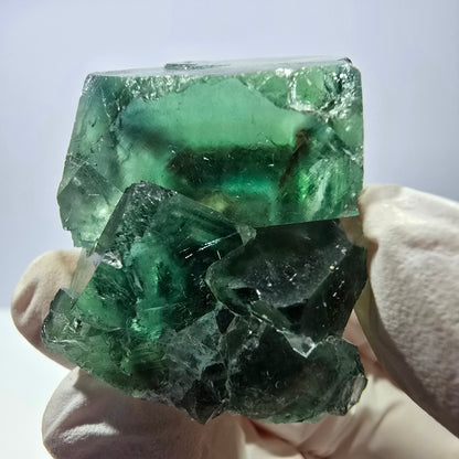 Spécimen de cube de fluorite fantôme transparente, vert parqueté, Okorusu, Namibie, 42 x 32 x 27 mm 