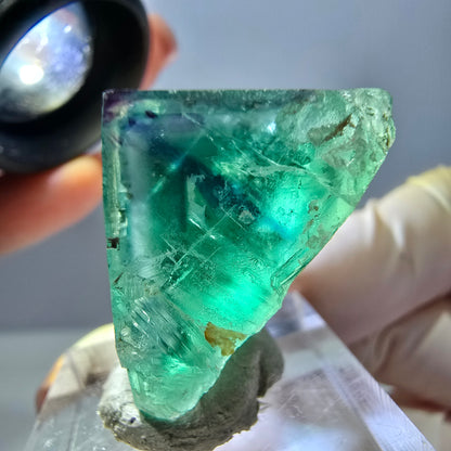 Cube de fluorite fantôme parqueté, zonal, vert violet Okorusu, Namibie 27*27*20mm 