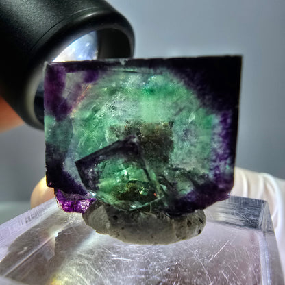 Phantom Fluorit Würfel parkettiert, zonal, grün lila Okorusu, Namibia 20*18*15mm