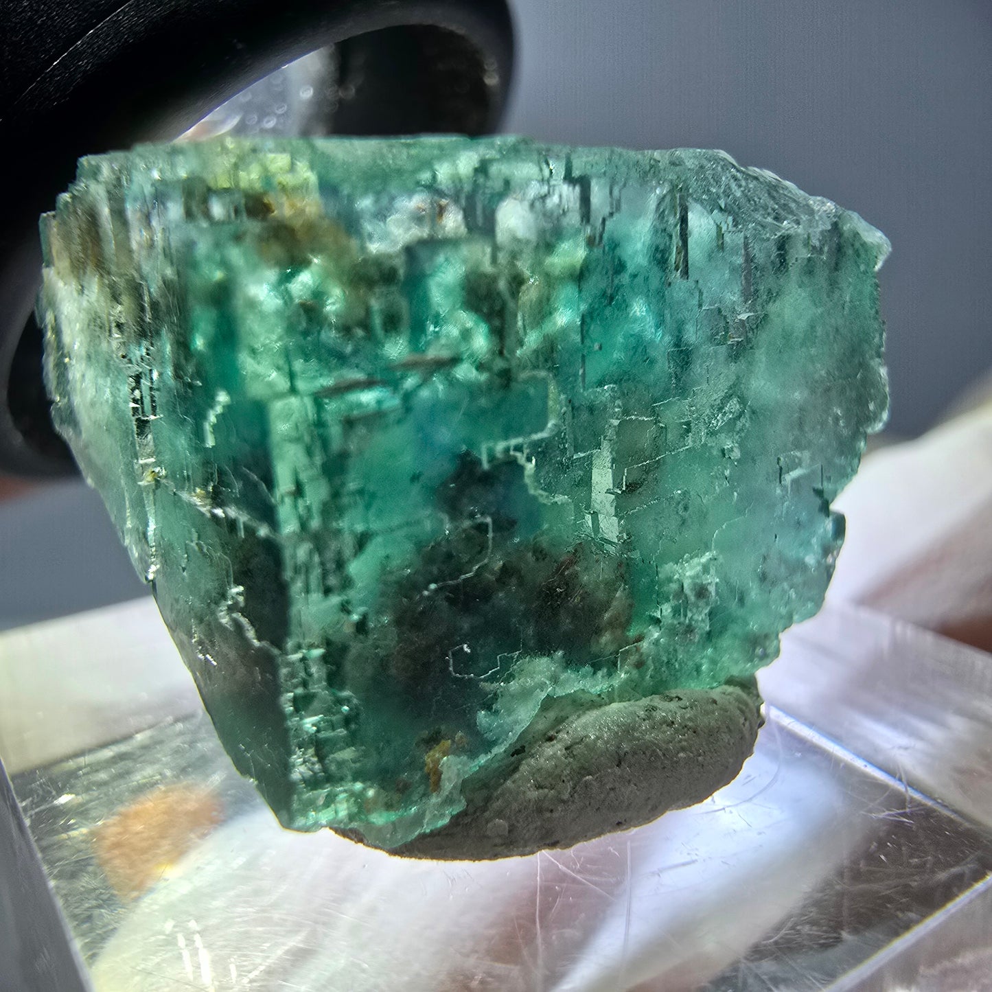Klarer Phantom Fluorit Würfel parkettiert, grün Okorusu, Namibia 21*18*17mm