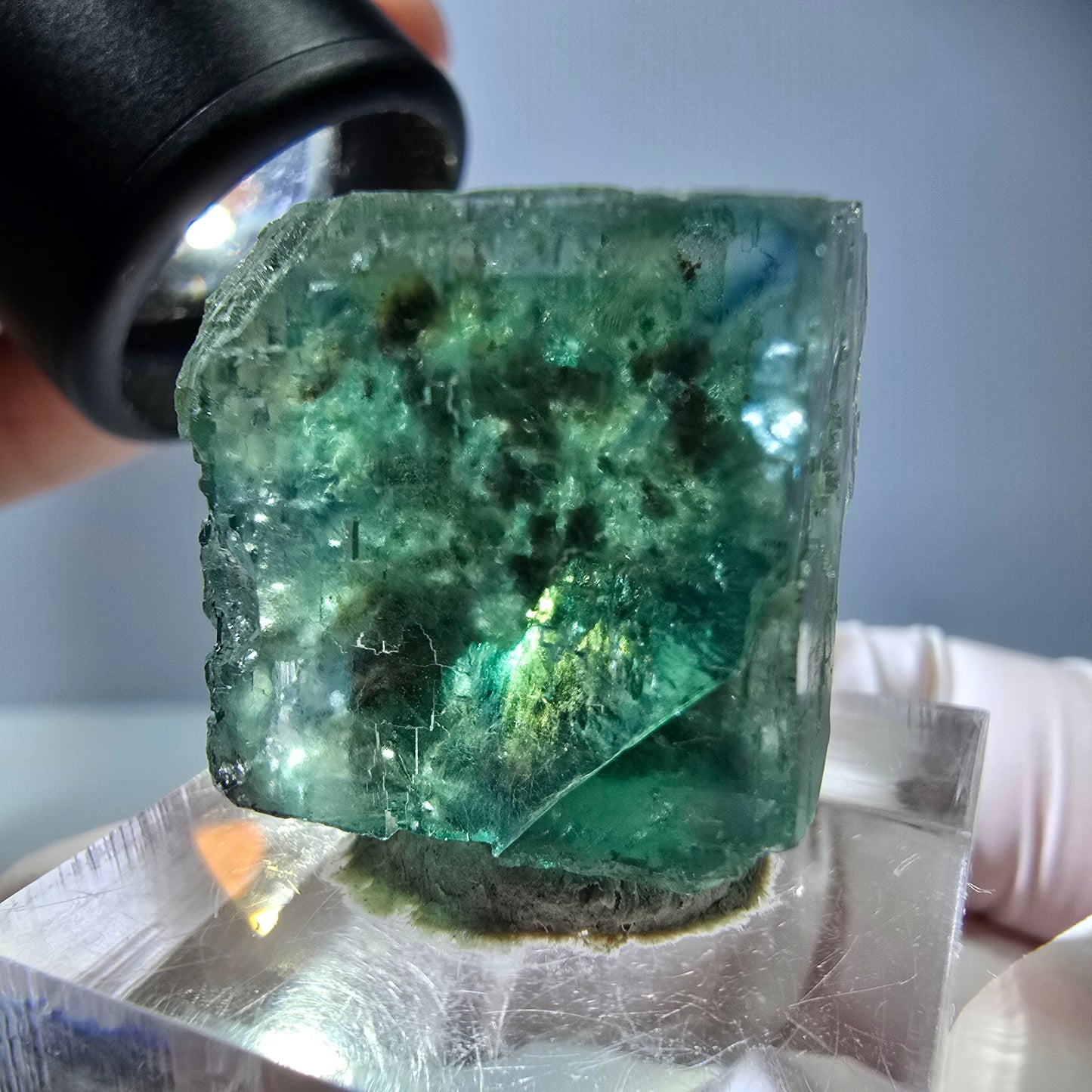 Klarer Phantom Fluorit Würfel parkettiert, grün Okorusu, Namibia 21*20*16mm