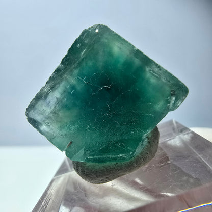 Cube de fluorite fantôme transparente parquetée, vert Okorusu, Namibie 18 x 18 x 17 mm 