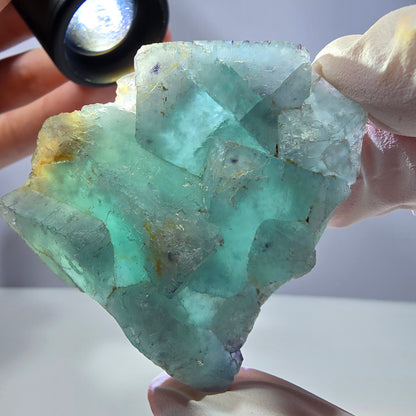 Rare spécimen de cube de fluorite fantôme, parqueté vert Okorusu, Namibie, 51 x 47 x 21 mm 