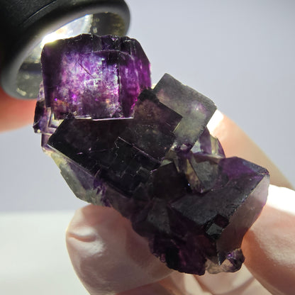 Spécimen de cube de fluorite fantôme parqueté vert violet Okorusu, Namibie 40*26*21mm 