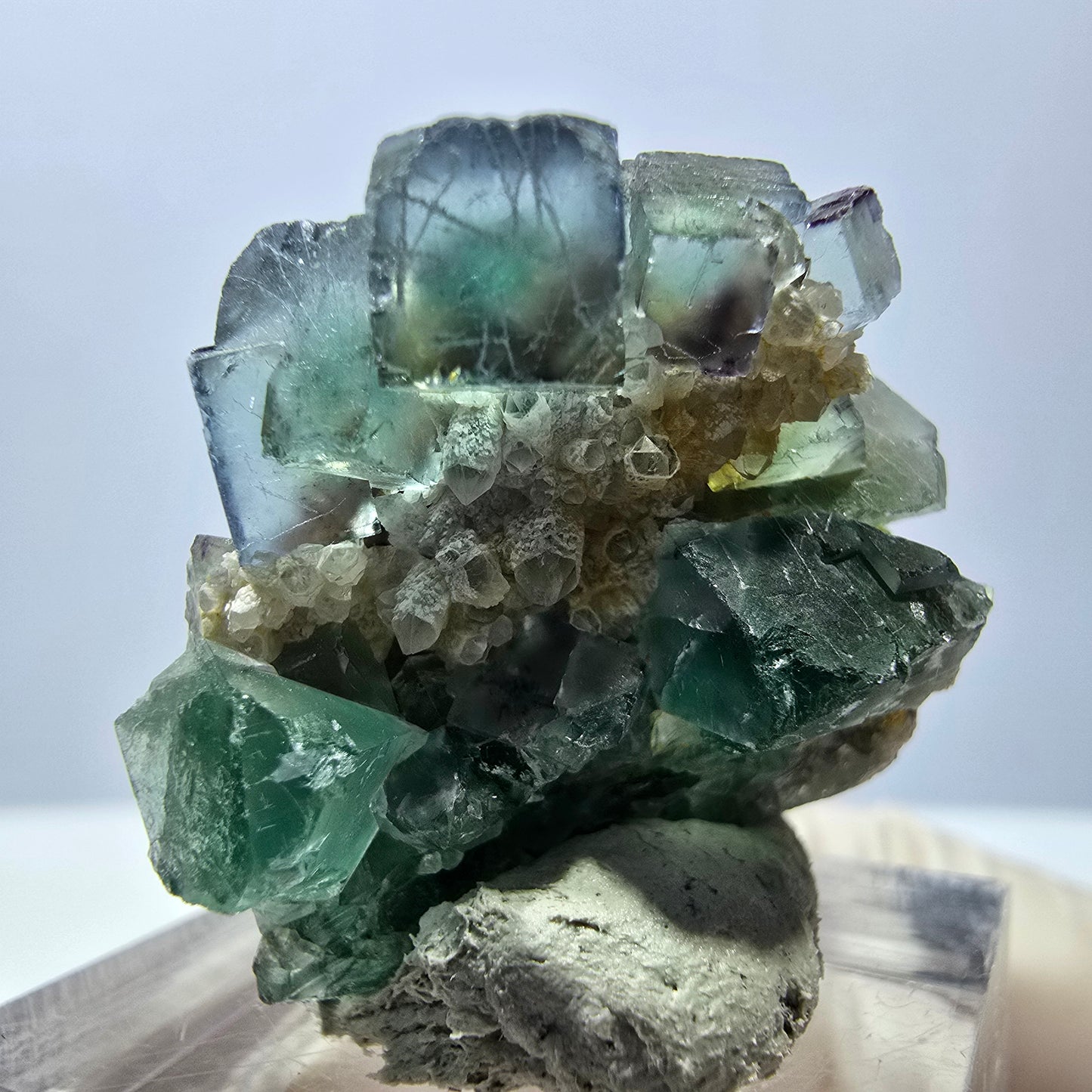 Phantom Fluorit Würfel, Quarz Stufe, grün Okorusu, Namibia 37*30*27mm