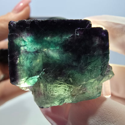 Spécimen de cube de fluorite fantôme, parqueté vert violet Okorusu, Namibie 28*24*22 mm 