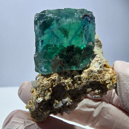 Spécimen de cube de fluorite fantôme, parqueté vert violet Okorusu, Namibie 46*37*36 mm 