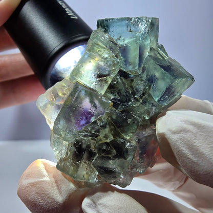 Phantom Fluorite Cube Specimen, parquetted green purple Okorusu, Namibia 49*34*13mm 