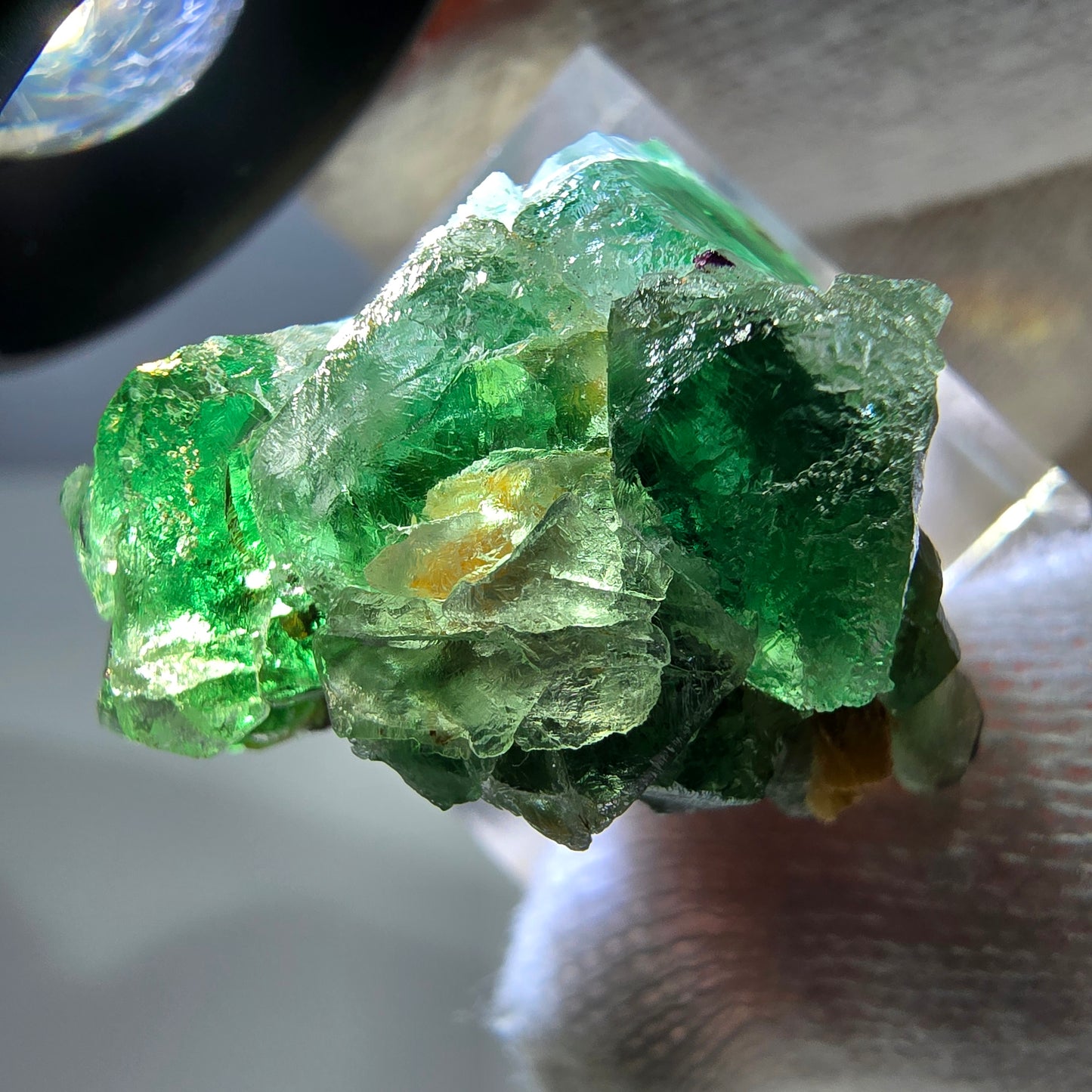 Cube de fluorite fantôme, spécimen de muscovite, Erongo, Namibie, 30 x 23 x 21 mm 