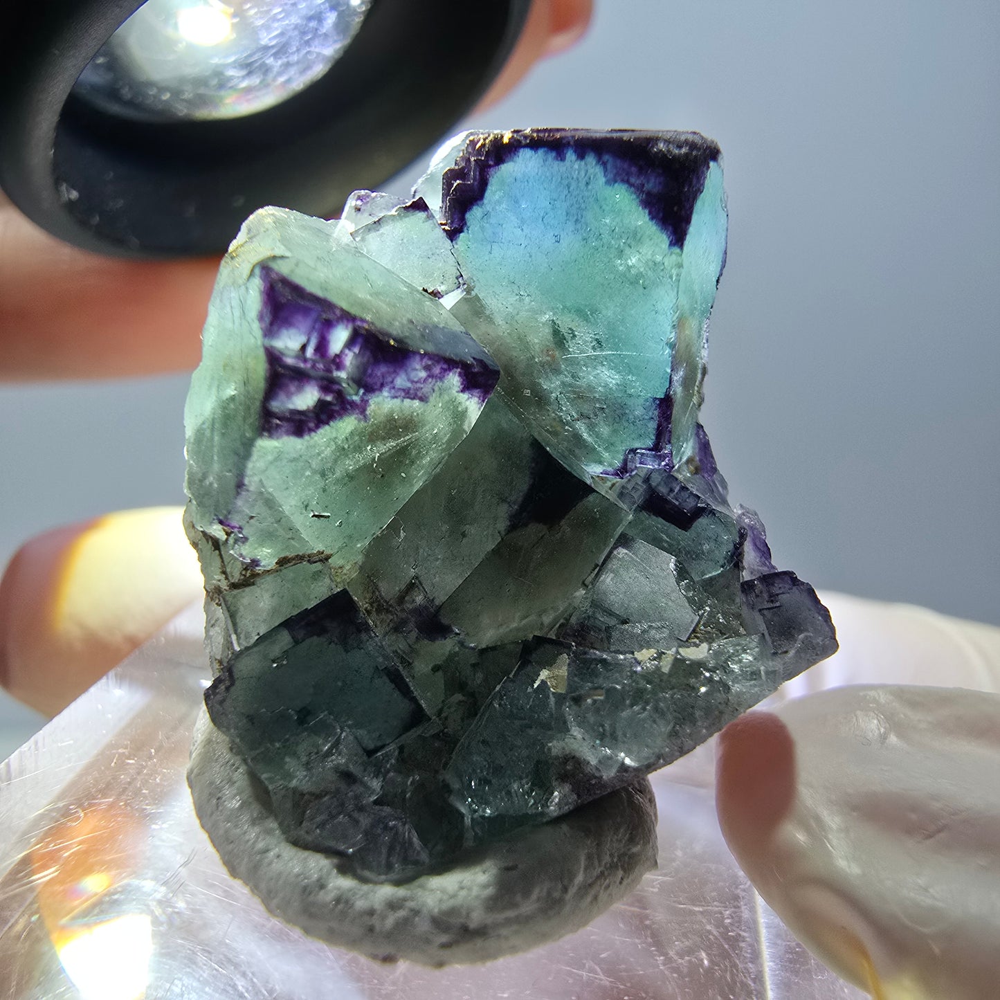 Phantom Fluorit Würfel Stufe, parkettiert, zonal Okorusu, Namibia 28*24*18mm