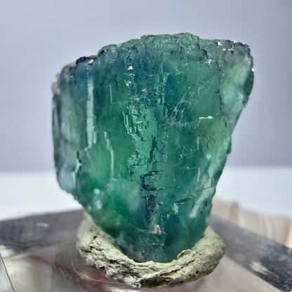 Cube de fluorite fantôme transparente parquetée, vert Okorusu, Namibie 22 x 20 x 18 mm 