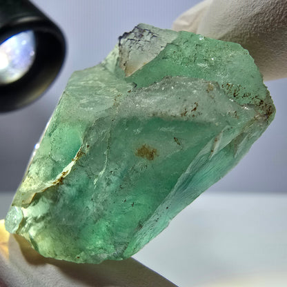 Spécimen de cube de fluorite fantôme transparente, vert parqueté, Okorusu, Namibie, 44 x 43 x 20 mm 