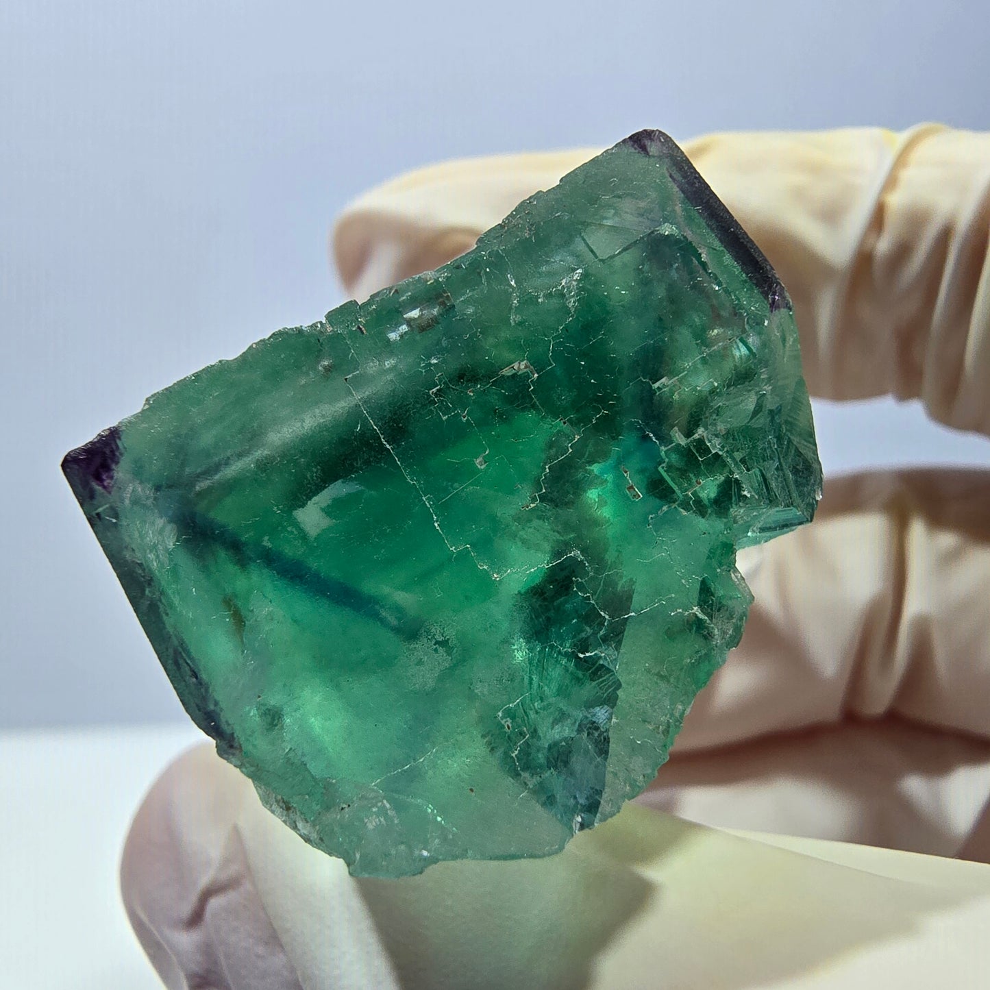 Cube de fluorite fantôme parqueté, zonal, vert violet Okorusu, Namibie 27*27*20mm 