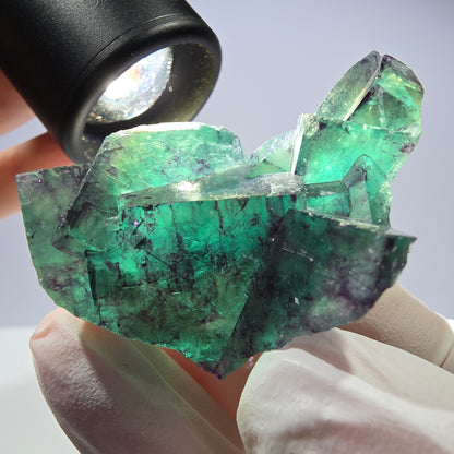 Spécimen de cube de fluorite fantôme parqueté vert violet Okorusu, Namibie 46*34*32mm 