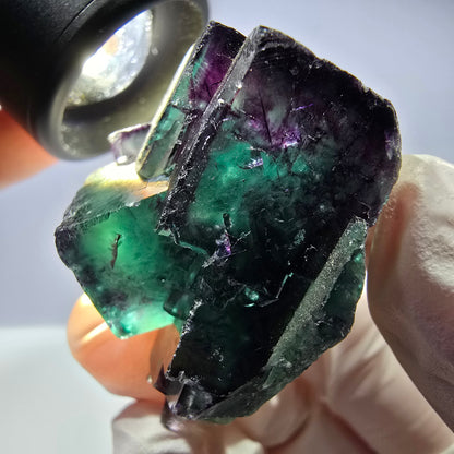 Spécimen de cube de fluorite fantôme parqueté vert violet Okorusu, Namibie 42*38*25mm 