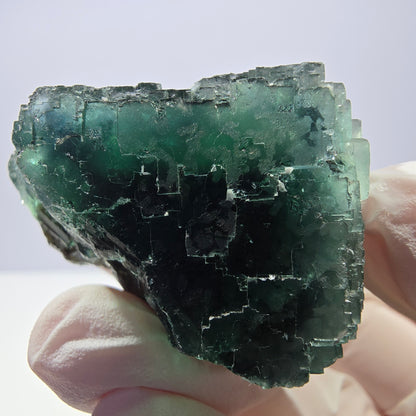 Spécimen de cube de fluorite fantôme transparente, vert parqueté, Okorusu, Namibie, 41 x 39 x 30 mm 