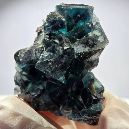 Rare spécimen de cube de fluorite fantôme, vert-violet, Okorusu, Namibie, 45 x 33 x 21 mm 