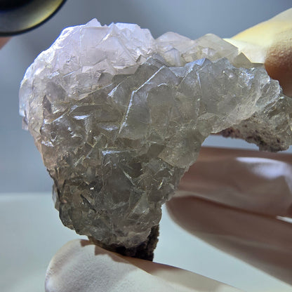Spécimen de cube de fluorite fantôme creux, étagé, blanc violet Okorusu Namibie 48*43*41mm 