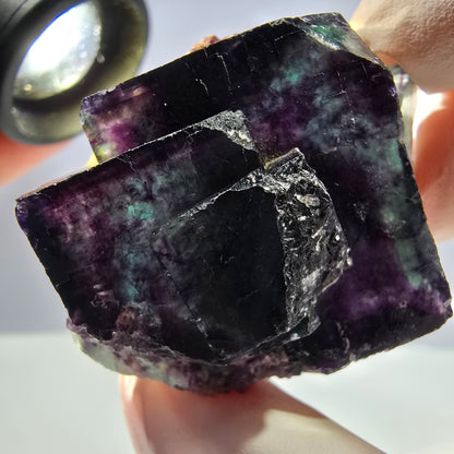 Spécimen de cube de fluorite fantôme parqueté vert violet Okorusu, Namibie 45*34*22mm 
