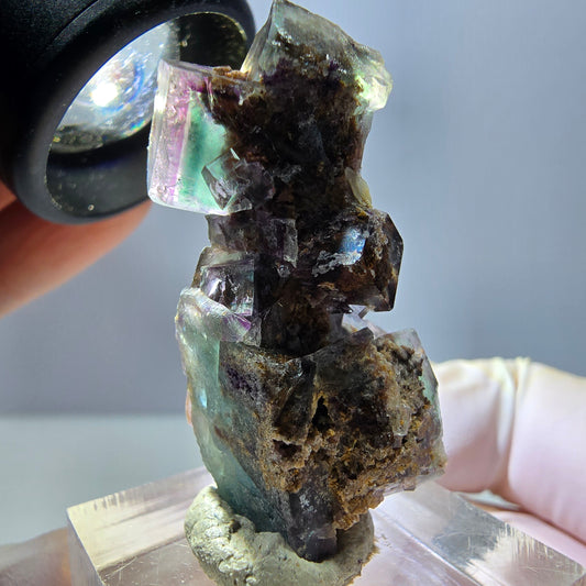 Phantom Fluorite Cube Specimen, green purple Okorusu, Namibia 39*22*18mm 