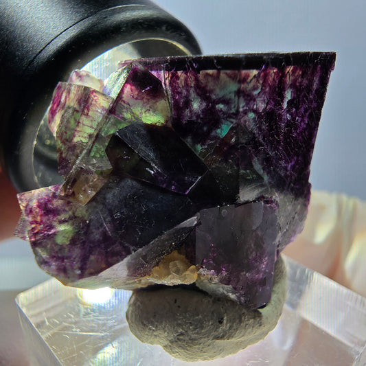 Phantom Fluorite Cube Specimen, green purple Okorusu, Namibia 29*24*19mm 
