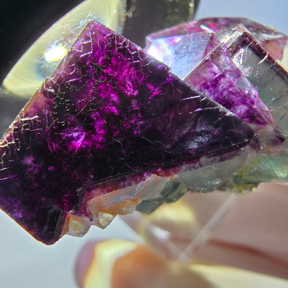 Phantom Fluorite Cube Specimen, green purple Okorusu, Namibia 29*24*19mm 