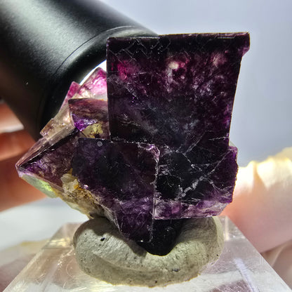 Phantom Fluorite Cube Specimen, green purple Okorusu, Namibia 29*24*19mm 