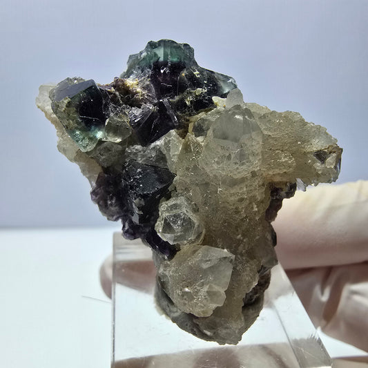 Phantom Fluorit Würfel, Quarz Stufe, grün lila Okorusu, Namibia 42*25*26mm