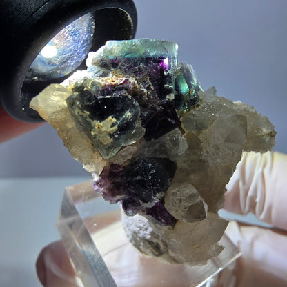 Phantom Fluorit Würfel, Quarz Stufe, grün lila Okorusu, Namibia 42*25*26mm