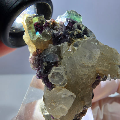 Phantom Fluorit Würfel, Quarz Stufe, grün lila Okorusu, Namibia 42*25*26mm