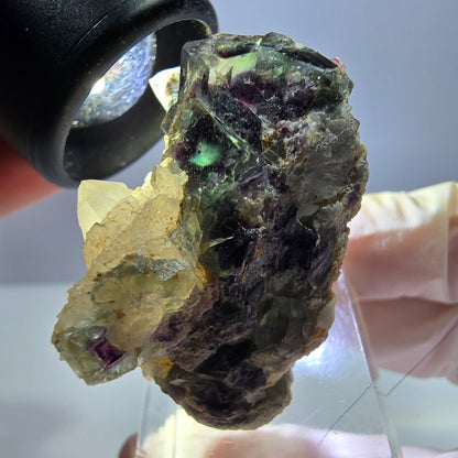 Phantom Fluorit Würfel, Quarz Stufe, grün lila Okorusu, Namibia 42*25*26mm