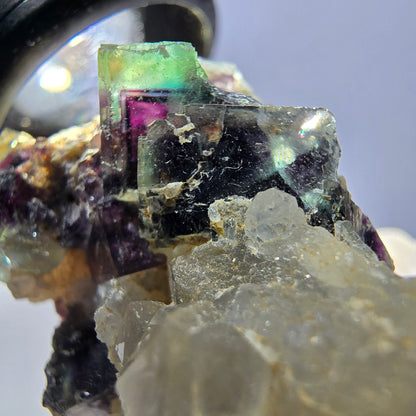 Phantom Fluorit Würfel, Quarz Stufe, grün lila Okorusu, Namibia 42*25*26mm