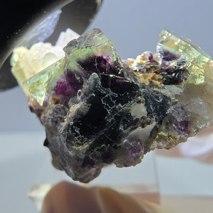 Phantom Fluorit Würfel, Quarz Stufe, grün lila Okorusu, Namibia 42*25*26mm