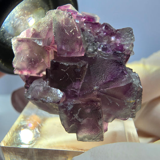 Phantom Fluorite Cube Specimen, green purple Okorusu, Namibia 34*26*19mm 
