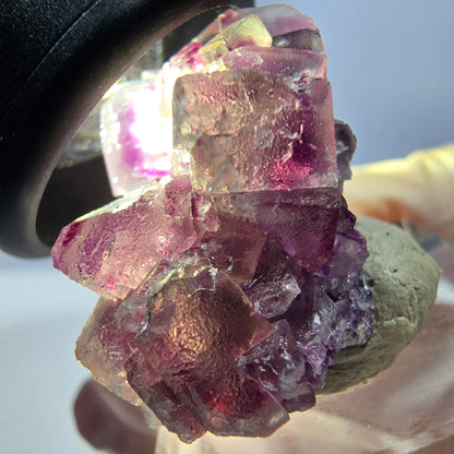Phantom Fluorite Cube Specimen, green purple Okorusu, Namibia 34*26*19mm 