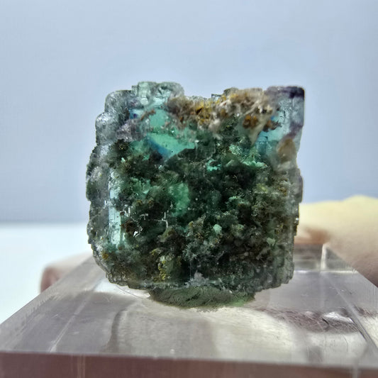 Phantom Fluorite Cube Specimen, green purple Okorusu, Namibia 15*15*15mm 