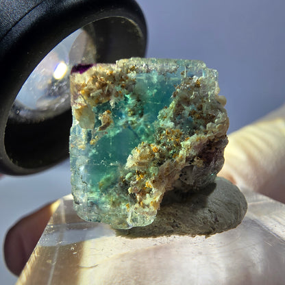Phantom Fluorite Cube Specimen, green purple Okorusu, Namibia 15*15*15mm 
