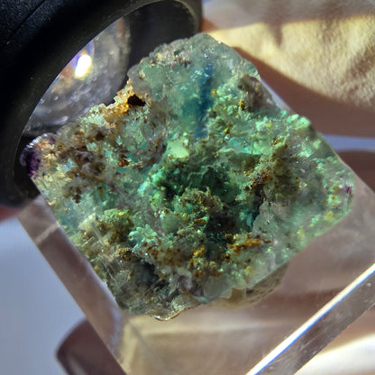 Phantom Fluorite Cube Specimen, green purple Okorusu, Namibia 15*15*15mm 