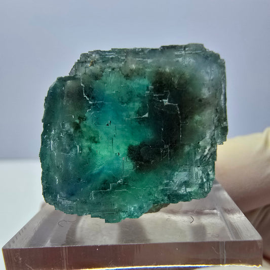 Clear Phantom Fluorite Cube parquetted, green Okorusu, Namibia 23*21*20mm 