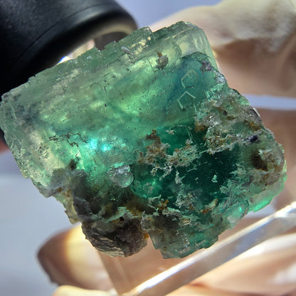 Clear Phantom Fluorite Cube parquetted, green Okorusu, Namibia 23*21*20mm 