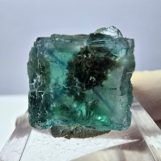 Clear Phantom Fluorite Cube parquetted, green Okorusu, Namibia - 19*17*16mm
