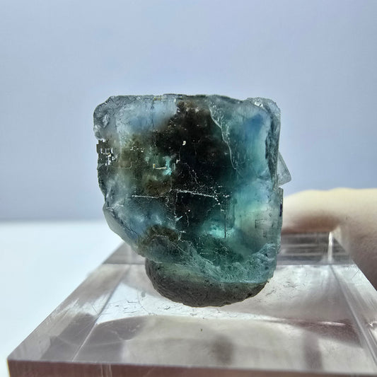 Clear Phantom Fluorite Cube parquetted, green Okorusu, Namibia - 17*16*15mm